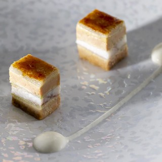 1. mille feuille of eel  foie gras  and green apple. option 3