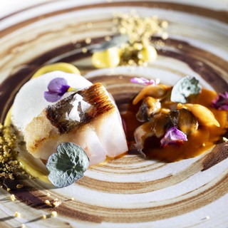 3. grilled sea bream with a ragout of sea snails and cockles on a crab stock  fine pistachio cream  and star anise. option 4