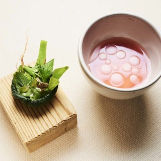 7. goat milk yoghurt with rhubarb and liquid lardo and fruits sage