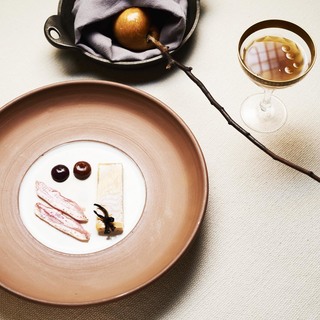 8. hungarian goose with brioche on the wood stick (clear goose soup  sloe  rosehip  goose breast  goose liver  death trumpet)