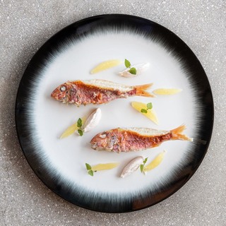 1. grilled red mullet with lemon and tarama